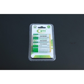 Wholesale BTY AA 3000mAh 1.2V Rechargeable NIMH Battery (4pcs/pack)