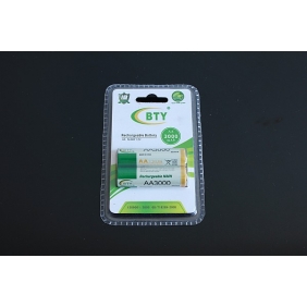 Wholesale BTY AA 3000mAh 1.2V Rechargeable NIMH Battery (2pcs/pack)