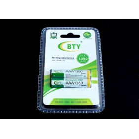 Wholesale BTY AAA 1350mAh 1.2V Rechargeable NIMH Battery (2pcs/pack)