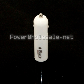 Wholesale White 2USB slots Portable cylindrical car charger for iphone
